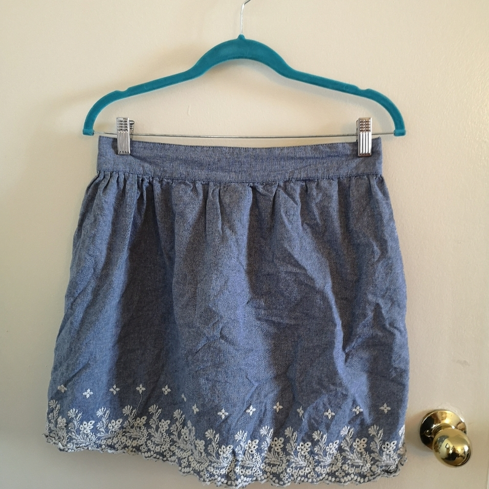 Forever 21 Large eyelet chambray skirt